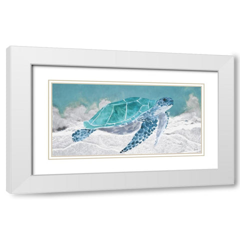 Turtle II White Modern Wood Framed Art Print with Double Matting by Fay, Mela