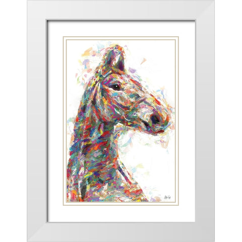 Horse in Color White Modern Wood Framed Art Print with Double Matting by Fay, Mela