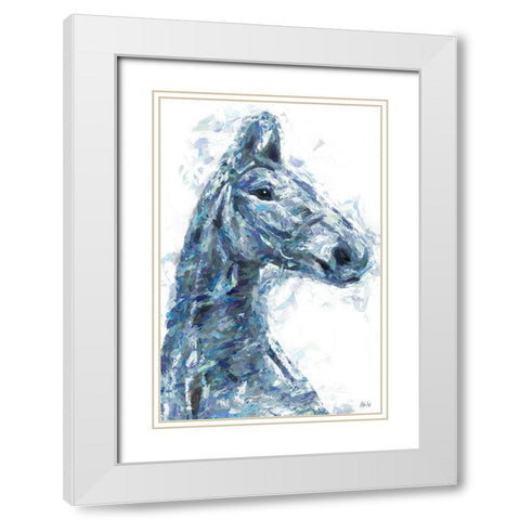 Horse in Blue II White Modern Wood Framed Art Print with Double Matting by Fay, Mela