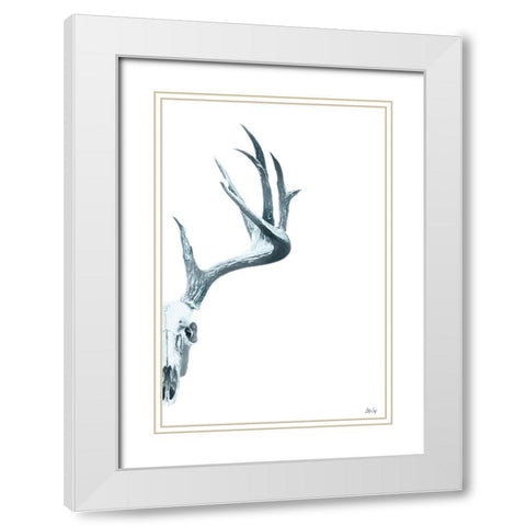 Antlers II White Modern Wood Framed Art Print with Double Matting by Fay, Mela