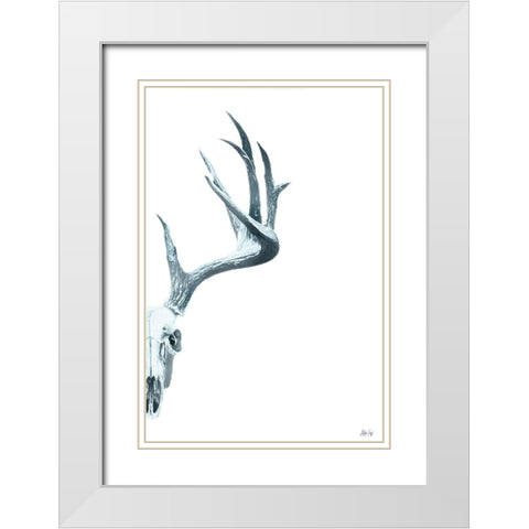 Antlers II White Modern Wood Framed Art Print with Double Matting by Fay, Mela