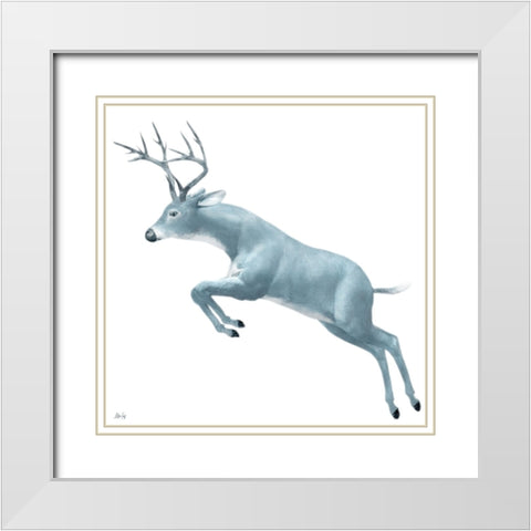 Jumping White Modern Wood Framed Art Print with Double Matting by Fay, Mela