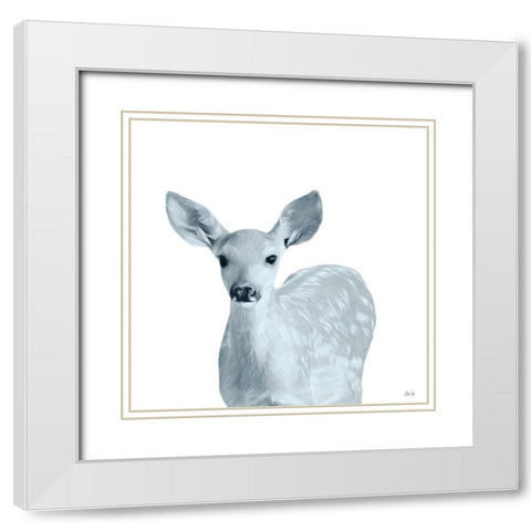 Full Baby Deer White Modern Wood Framed Art Print with Double Matting by Fay, Mela