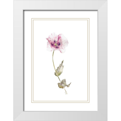 Floral I White Modern Wood Framed Art Print with Double Matting by Fay, Mela