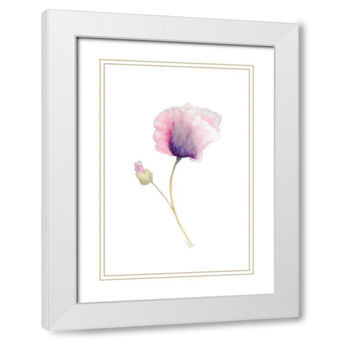 Floral III White Modern Wood Framed Art Print with Double Matting by Fay, Mela