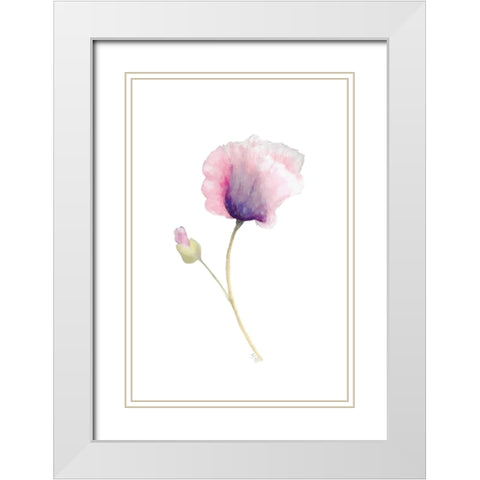 Floral III White Modern Wood Framed Art Print with Double Matting by Fay, Mela
