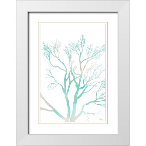 Green Tree I White Modern Wood Framed Art Print with Double Matting by Fay, Mela