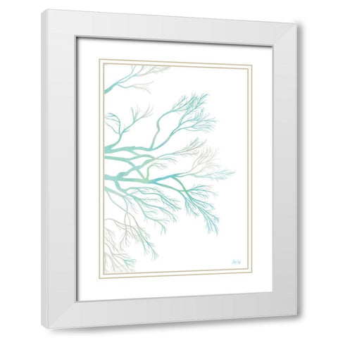 Green Tree II White Modern Wood Framed Art Print with Double Matting by Fay, Mela