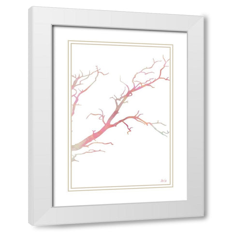 Pink Tree II White Modern Wood Framed Art Print with Double Matting by Fay, Mela