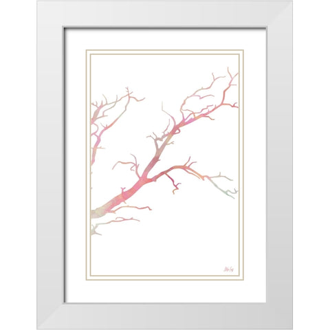 Pink Tree II White Modern Wood Framed Art Print with Double Matting by Fay, Mela