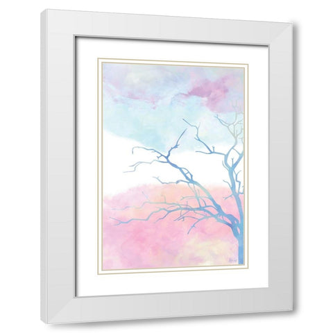 Pastel Tree I White Modern Wood Framed Art Print with Double Matting by Fay, Mela