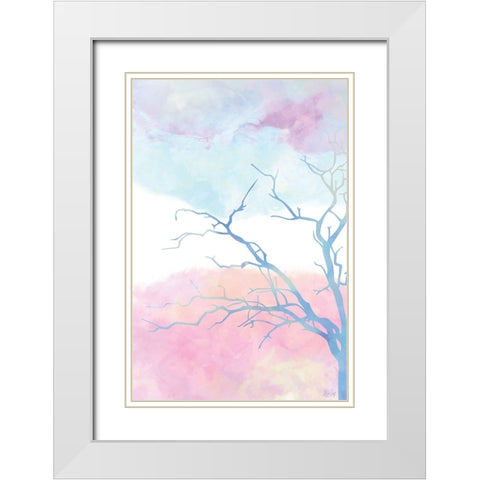 Pastel Tree I White Modern Wood Framed Art Print with Double Matting by Fay, Mela