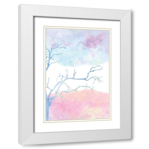 Pastel Tree II White Modern Wood Framed Art Print with Double Matting by Fay, Mela