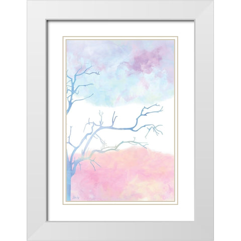 Pastel Tree II White Modern Wood Framed Art Print with Double Matting by Fay, Mela