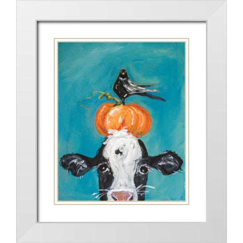 Cow and Friends White Modern Wood Framed Art Print with Double Matting by Strong, Molly Susan