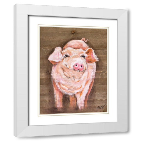 Pig White Modern Wood Framed Art Print with Double Matting by Strong, Molly Susan