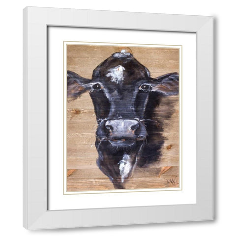Black Cow White Modern Wood Framed Art Print with Double Matting by Strong, Molly Susan