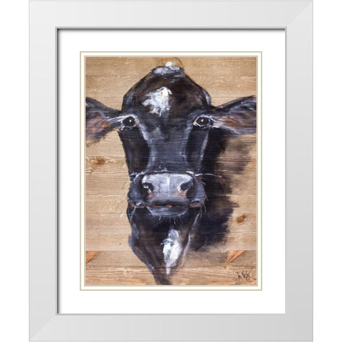 Black Cow White Modern Wood Framed Art Print with Double Matting by Strong, Molly Susan