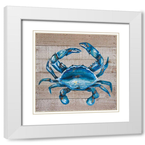 Blue Crab White Modern Wood Framed Art Print with Double Matting by Strong, Molly Susan