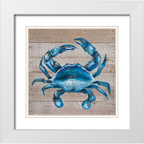 Blue Crab White Modern Wood Framed Art Print with Double Matting by Strong, Molly Susan