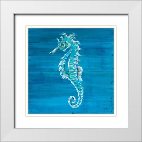 Seahorse White Modern Wood Framed Art Print with Double Matting by Strong, Molly Susan