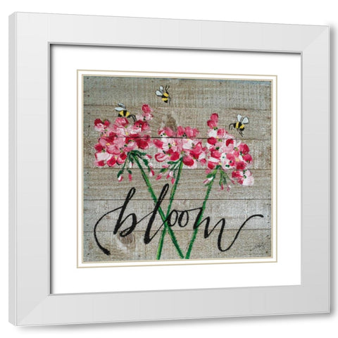 Bloom White Modern Wood Framed Art Print with Double Matting by Strong, Molly Susan