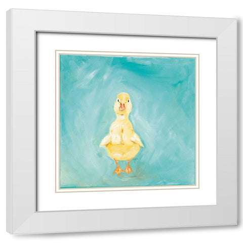 Duckling White Modern Wood Framed Art Print with Double Matting by Strong, Molly Susan