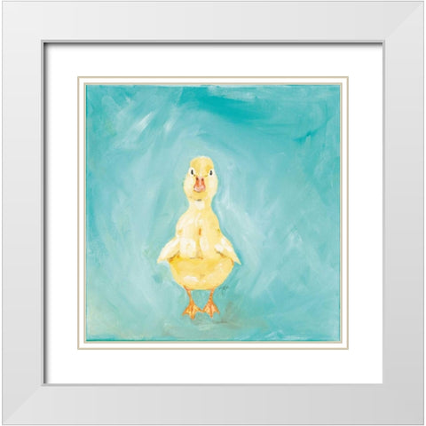 Duckling White Modern Wood Framed Art Print with Double Matting by Strong, Molly Susan