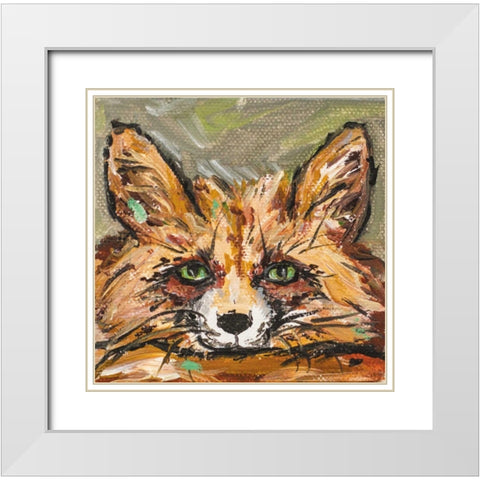 Fox White Modern Wood Framed Art Print with Double Matting by Strong, Molly Susan