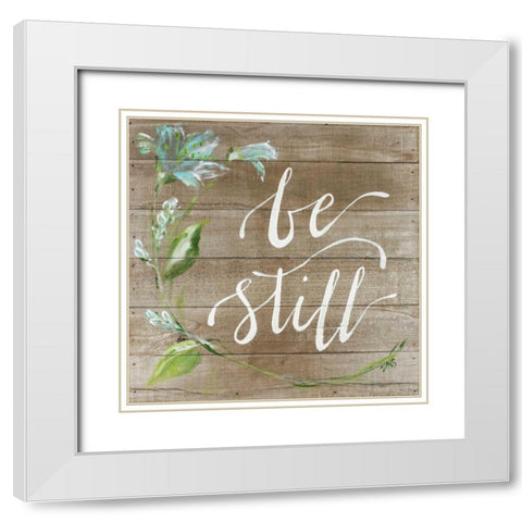 Be Still White Modern Wood Framed Art Print with Double Matting by Strong, Molly Susan
