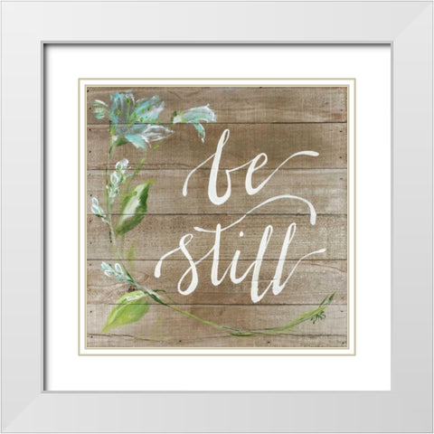Be Still White Modern Wood Framed Art Print with Double Matting by Strong, Molly Susan