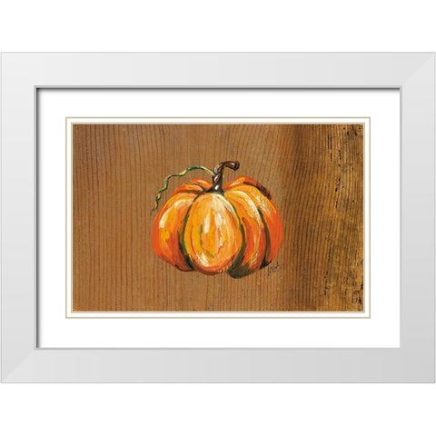 Orange Pumpkin White Modern Wood Framed Art Print with Double Matting by Strong, Molly Susan
