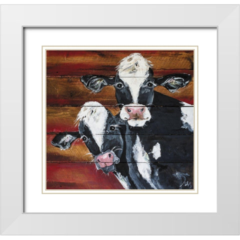 Friends White Modern Wood Framed Art Print with Double Matting by Strong, Molly Susan