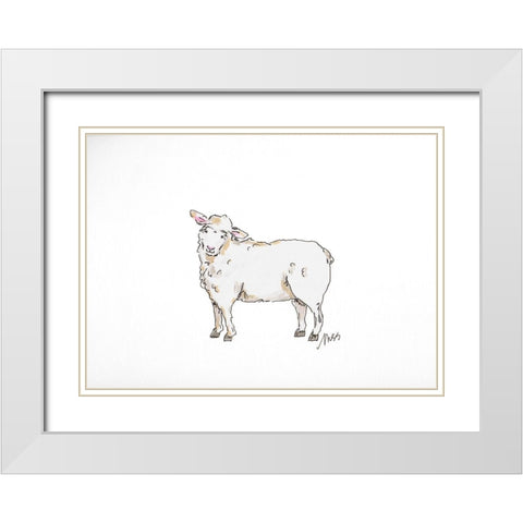Sheep White Modern Wood Framed Art Print with Double Matting by Strong, Molly Susan