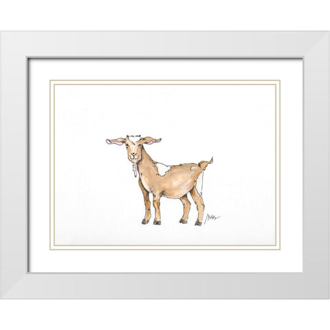 Goat White Modern Wood Framed Art Print with Double Matting by Strong, Molly Susan