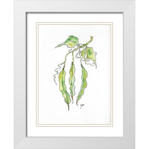 Peas White Modern Wood Framed Art Print with Double Matting by Strong, Molly Susan