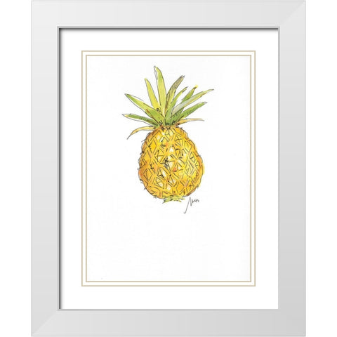 Pineapple White Modern Wood Framed Art Print with Double Matting by Strong, Molly Susan