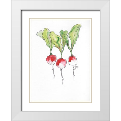 Radishes White Modern Wood Framed Art Print with Double Matting by Strong, Molly Susan