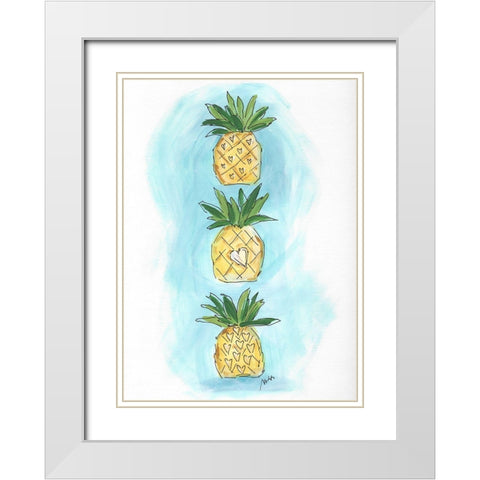 Pineapples White Modern Wood Framed Art Print with Double Matting by Strong, Molly Susan