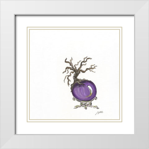 Crystal Ball Creepy Tree White Modern Wood Framed Art Print with Double Matting by Strong, Molly Susan