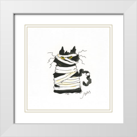 Mummy Cat White Modern Wood Framed Art Print with Double Matting by Strong, Molly Susan