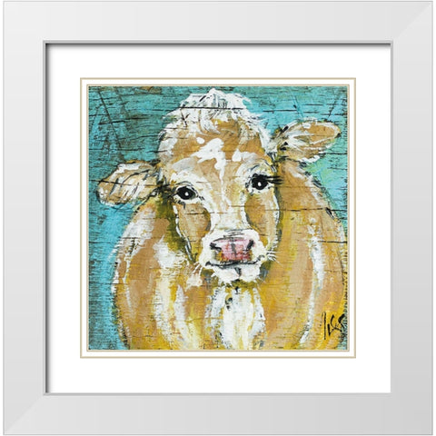 Blondie White Modern Wood Framed Art Print with Double Matting by Strong, Molly Susan