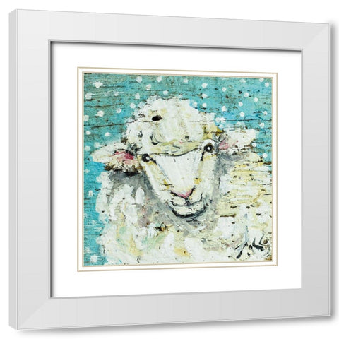 Sheep White Modern Wood Framed Art Print with Double Matting by Strong, Molly Susan