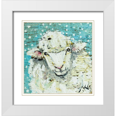 Sheep White Modern Wood Framed Art Print with Double Matting by Strong, Molly Susan