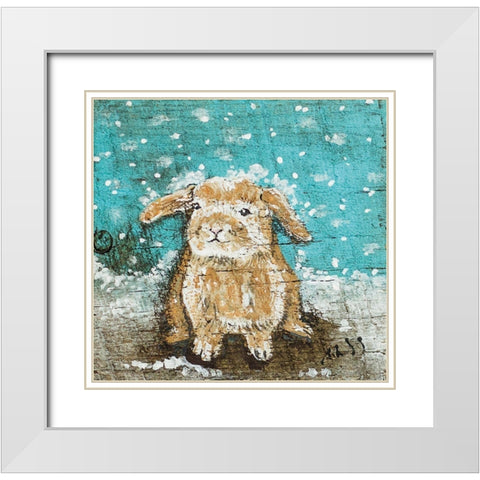 Bunny White Modern Wood Framed Art Print with Double Matting by Strong, Molly Susan