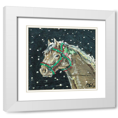 Holiday Horse White Modern Wood Framed Art Print with Double Matting by Strong, Molly Susan