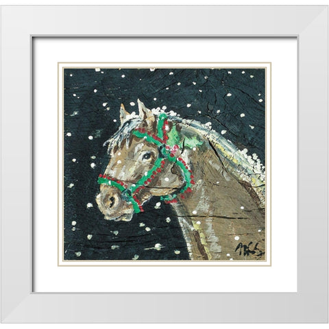 Holiday Horse White Modern Wood Framed Art Print with Double Matting by Strong, Molly Susan