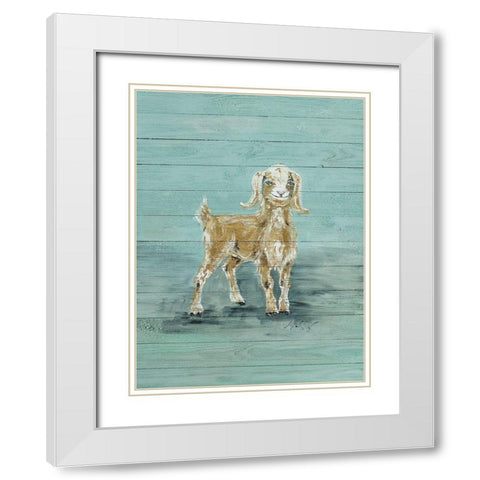 Baby Goat White Modern Wood Framed Art Print with Double Matting by Strong, Molly Susan