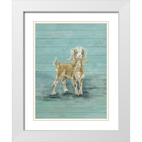 Baby Goat White Modern Wood Framed Art Print with Double Matting by Strong, Molly Susan