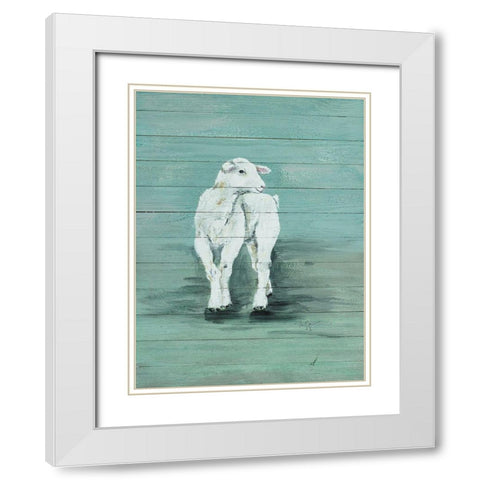 Baby Lamb White Modern Wood Framed Art Print with Double Matting by Strong, Molly Susan